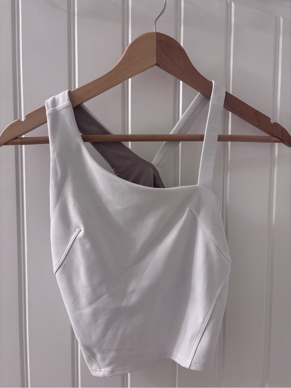 Lululemon White Asymmetric Strap Tank Top
